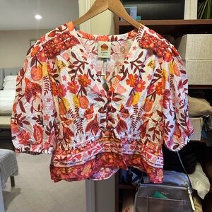 NWT Farm Rio “Romantic Orchard Crop” blouse! Bright, colorful summer top!